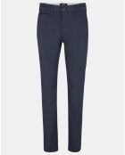 Pantalon Chino droit Kunzo à micro pois bleu marine