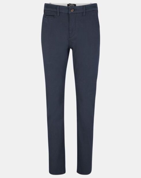 Pantalon Chino droit Kunzo à micro pois bleu marine