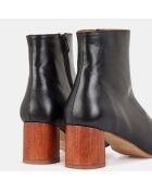 Stivali in pelle con tacco in legno nero - tacco 5 cm