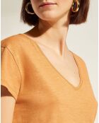 T-Shirt en Coton mélangé certifié Oeko-Tex® Noris Col V orange clair