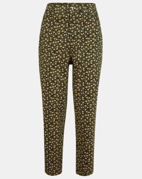 Pantalon en Velours milleraies de Coton Calvin vert/jaune