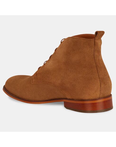 Bottines en Velours de cuir à lacets camel