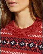 Pull en Laine & Cachemire Denver col rond rouge