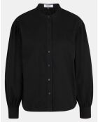 Chemise en Coton Cachou col officier noire