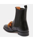 Chelsea Boots en Cuir chaîne écailles noires