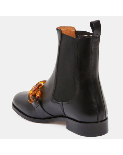 Chelsea Boots en Cuir chaîne écailles noires