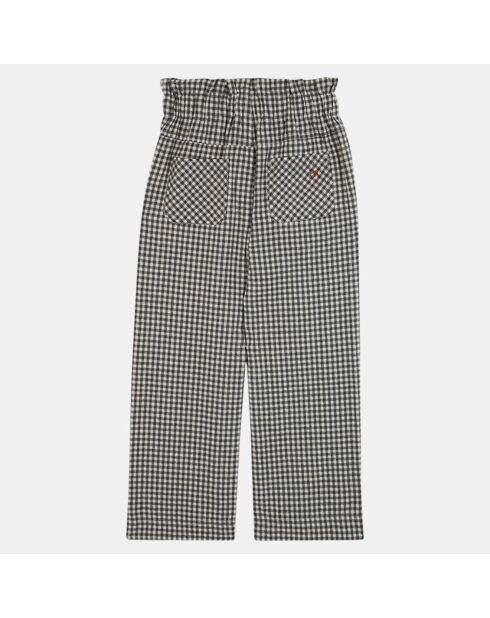 Pantalon large en Coton bio Ninon vichy écru/noir