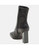 Bottines en Cuir à talon géométrique noires - Talon 8,5 cm