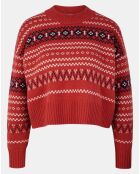 Pull en Laine & Cachemire Denver col rond rouge