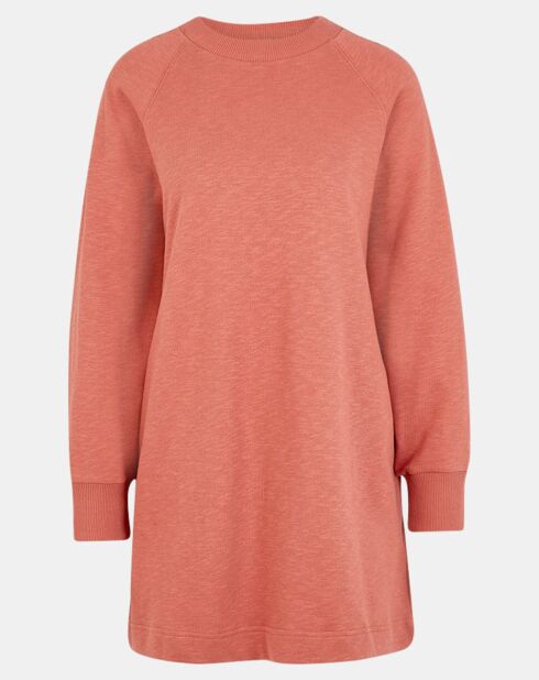 Sweat droit et long en Coton Lenny rose foncé