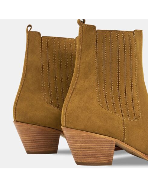 Chelsea Boots en Velours de cuir camel