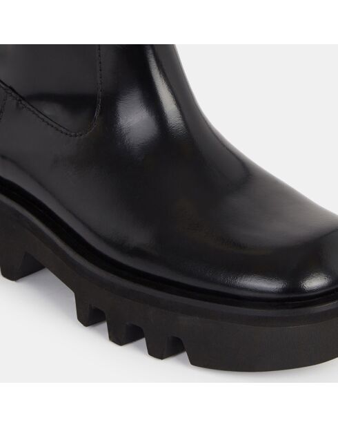 Bottes en Cuir & Laine Carie noires