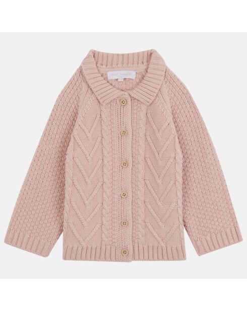 Gilet en Maille tricot de Coton bio & Laine Gipsy rose