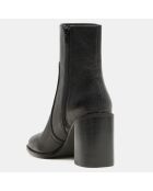 Bottines en Cuir trépointe travaillée noires - Talon 9 cm