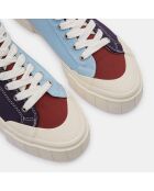 Sneakers en Coton Bio Palm bleu/marron