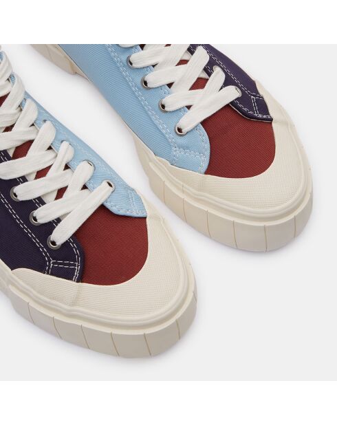 Sneakers en Coton Bio Palm bleu/marron