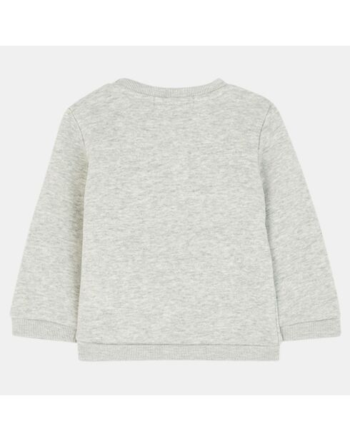 Sweat en Coton molletonné bio mélangé Aramo gris chiné