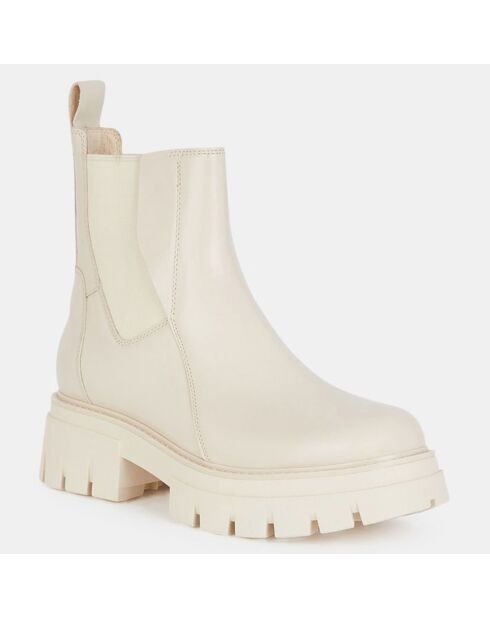 Chelsea Boots en Cuir Links beiges - Talon 6 cm