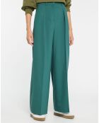 Pantalon large en Laine mélangée César vert