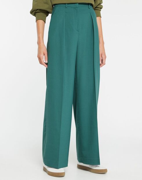 Pantalon large en Laine mélangée César vert