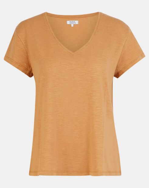 T-Shirt en Coton mélangé certifié Oeko-Tex® Noris Col V orange clair