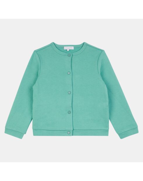 Cardigan en Coton piqué bio molletonné vert menthe