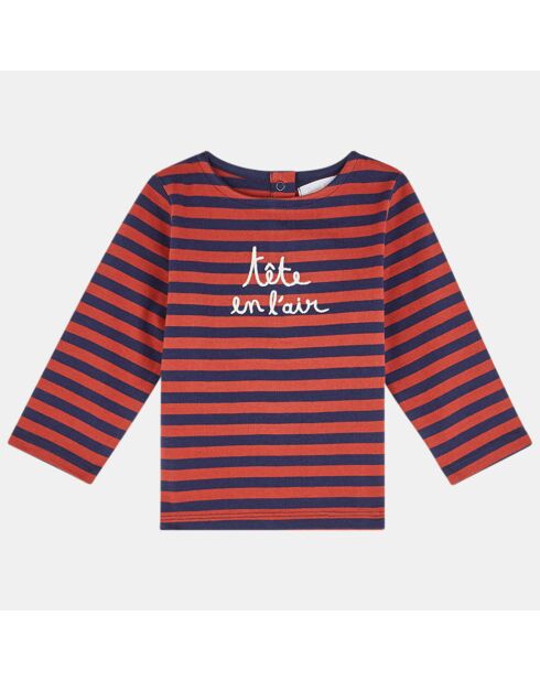 T-Shirt Marinière en Coton certifié Oeko-Tex Aruto bleu/rouge