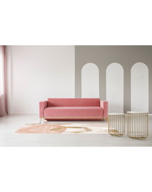 Tapis vinyle Oleo 2 rose/doré - 66x150 cm