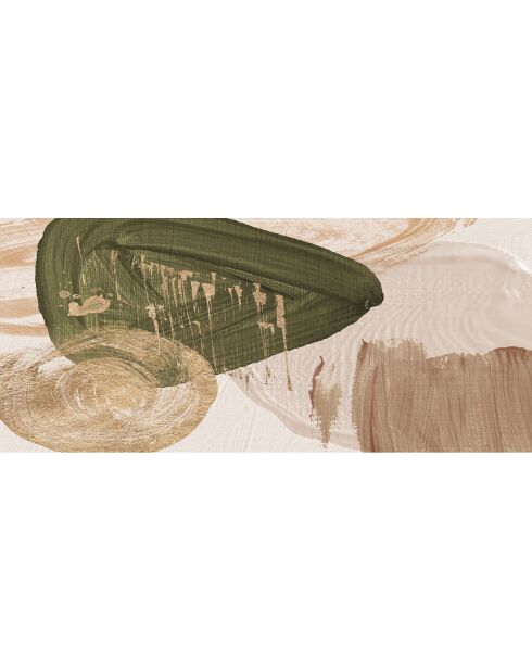 Tappeto in vinile Oleo 3 rosa/oro/kaki - 66x150 cm