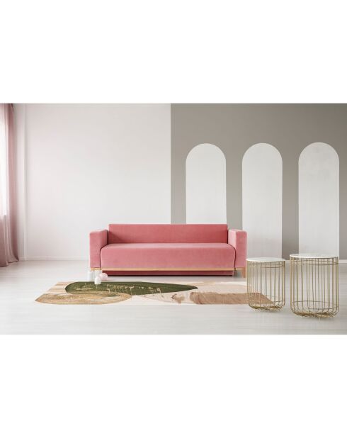 Tappeto in vinile Oleo 3 rosa/oro/kaki - 66x150 cm