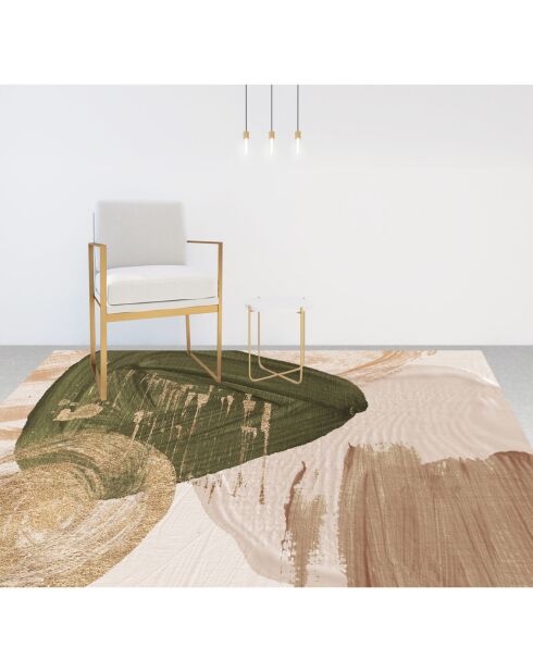 Tapis vinyle Oleo 3 rose/doré/kaki - 200x300 cm