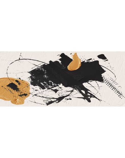 Tapis vinyle Oleo 10 noir/blanc/doré  - 66x150 cm