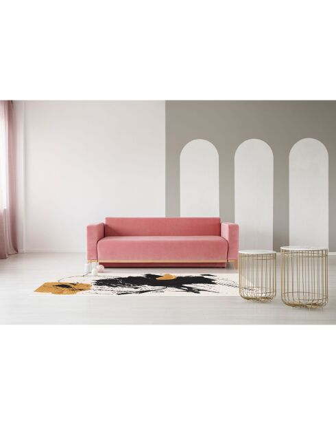 Tapis vinyle Oleo 10 noir/blanc/doré  - 66x150 cm