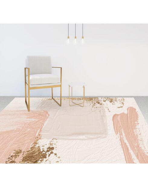 Tapis vinyle Oleo 11 rose/doré  - 200x300 cm