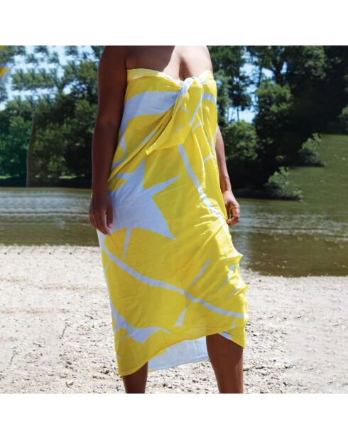 Paréo Le Tropical bleu/jaune - 175x110 cm