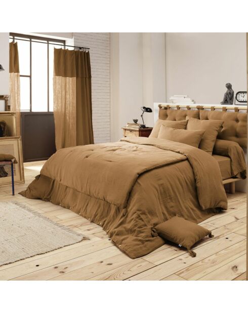 Bout de Lit  Gaze de Coton Gaïa marron