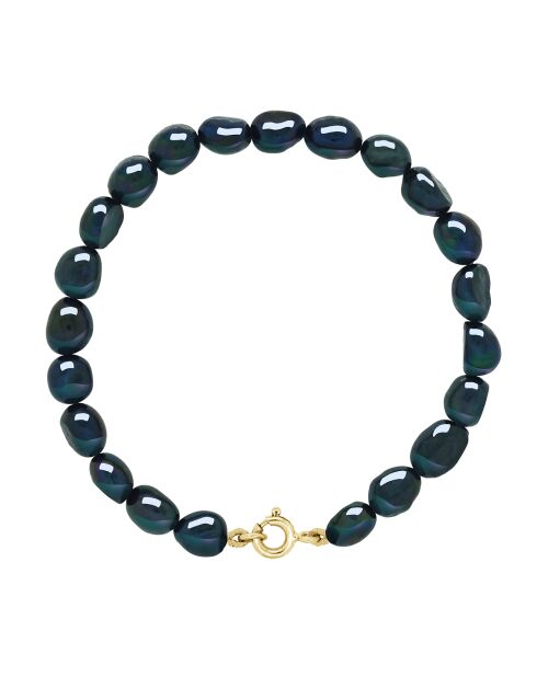 Armband aus schwarzem Tahiti-Gelbgold und Süßwasser-Zuchtperlen