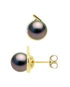 Entourage-Ohrringe aus Gelbgold, Diamanten und Tahiti-Zuchtperlen, Regenbogen