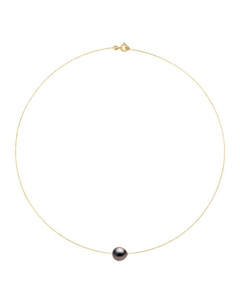 Regenbogen-Halskette aus Gelbgold und Tahiti-Zuchtperlen
