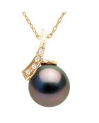 Prestige halsketting in geelgoud, diamanten en Tahitiaanse gekweekte regenboogparel