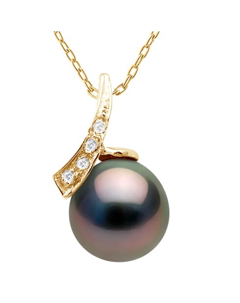 Prestige-Halskette aus Gelbgold, Diamanten und Tahiti-Zuchtperle in Regenbogenfarben