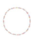 Collier en Or Jaune & Perles de Culture d'Eau Douce lavande/blanc/rose
