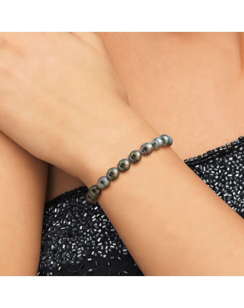 Armband met gekweekte parels in regenboogzilver en Tahitiaans