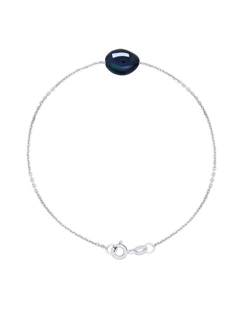Bracelet en Argent & Perle de Culture d'Eau Douce black tahiti