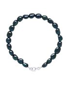 Armband aus schwarzem Tahiti-Silber und Süßwasser-Zuchtperlen