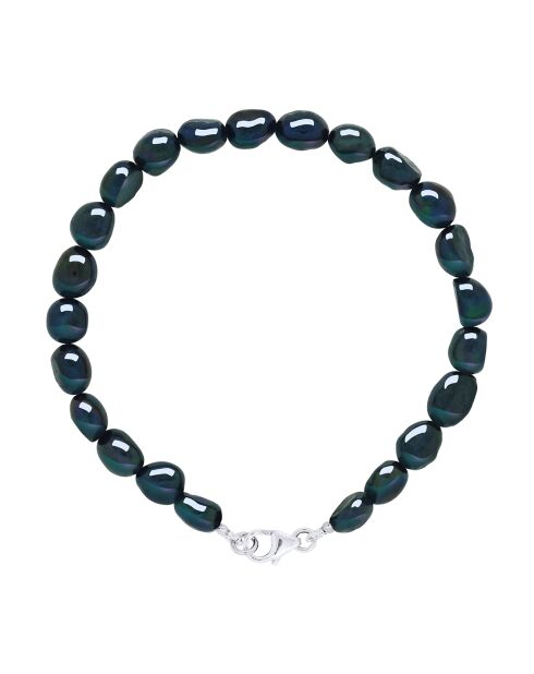 Armband aus schwarzem Tahiti-Silber und Süßwasser-Zuchtperlen