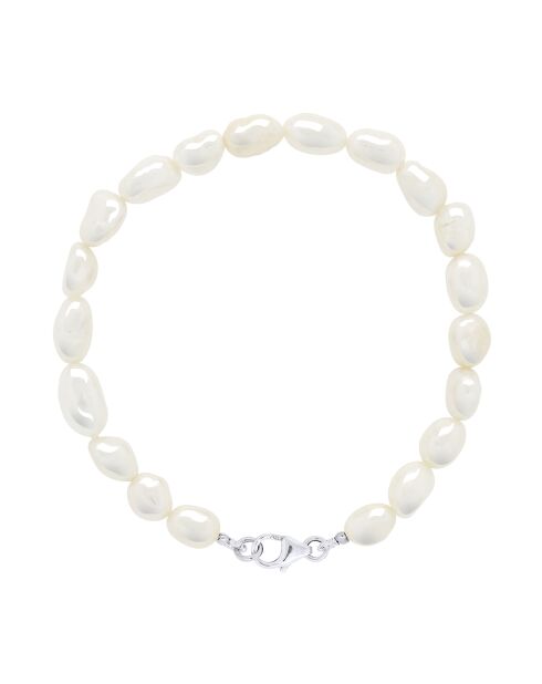 Bracciale in argento con perle coltivate d'acqua dolce in madreperla bianca