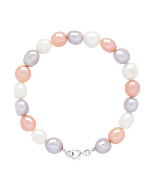 Armband aus lavendelfarben/weiß/rosafarbenem Silber und Süßwasser-Zuchtperlen