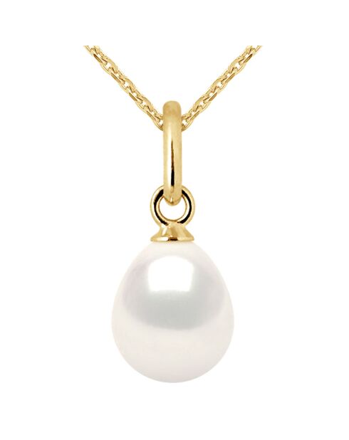 Pendentif en Or Jaune & Perle de Culture d'Eau Douce blanc nacre