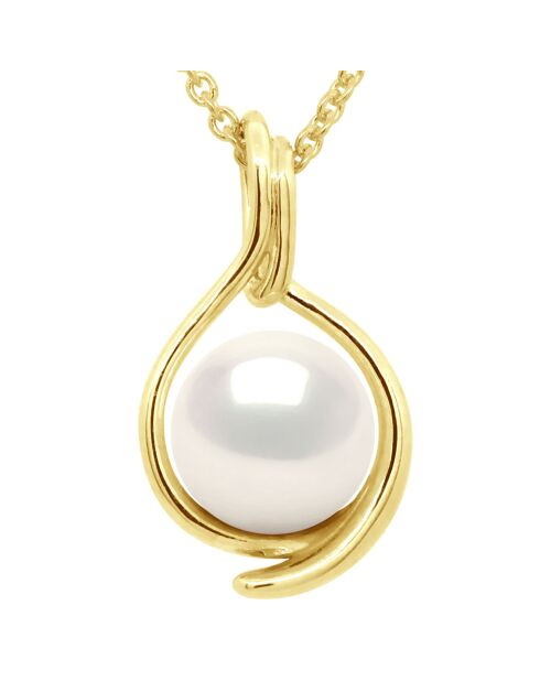 Zweiseitiger Süßwasser-Zuchtperlenanhänger aus Gelbgold und weißem Perlmutt